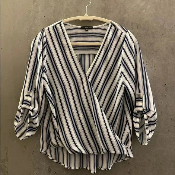 Navy and white striped blouse - Picture 1 of 2